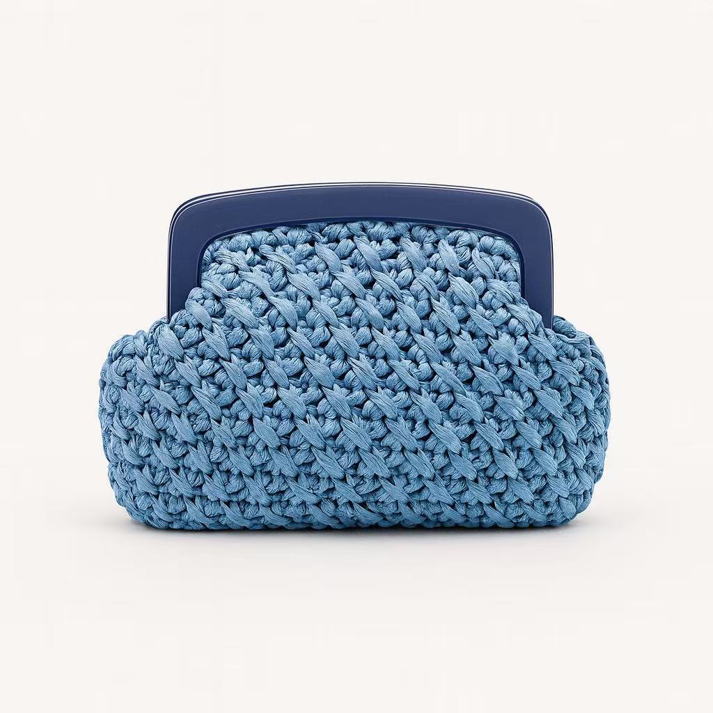 New acrylic clip woven styling bag shoulder crossbody fashion hand grab dinner bag синий