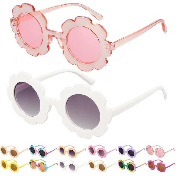 

2/4/8/12/24 Pack Round Flower Sunglasses Set, Outdoor Kids Sunglasses Kit Set A, 2pcs