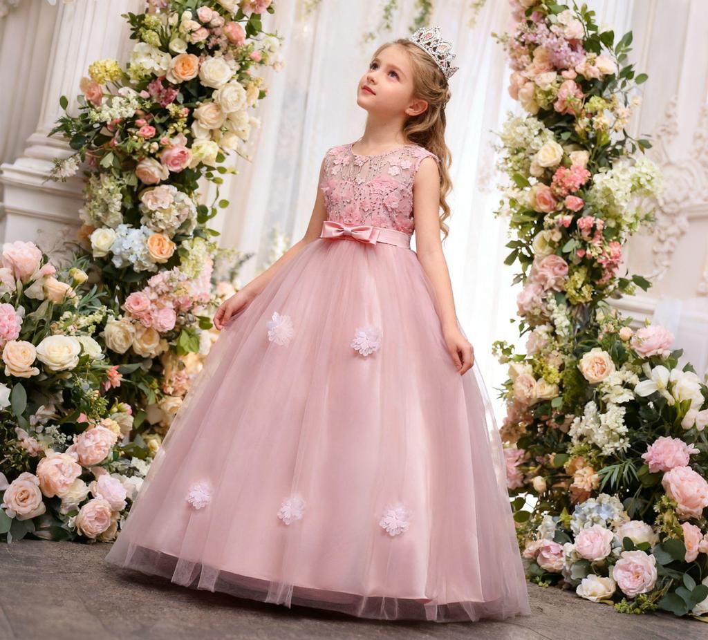 European & American Girls' Formal Flower Dress - Catwalk & Piano Performance Costume 591.