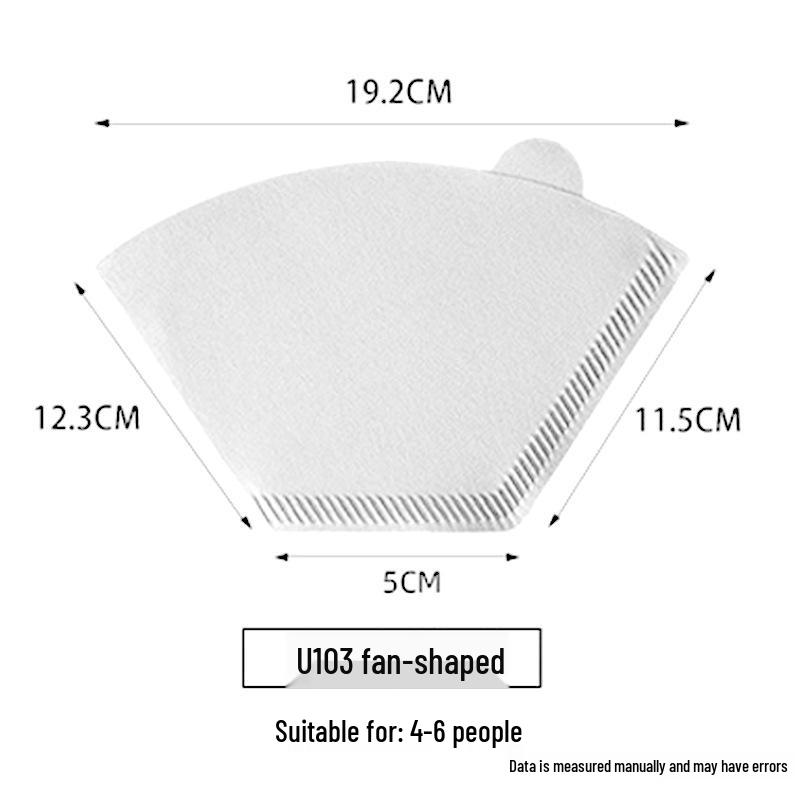 V60 Fan-shaped Raw Wood Pulp Coffee Filter, 100 Sheets, Hand Drip Disposable