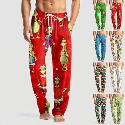 Men's Knitted Fashion Print Pocket Casual Pants Pajama Pants