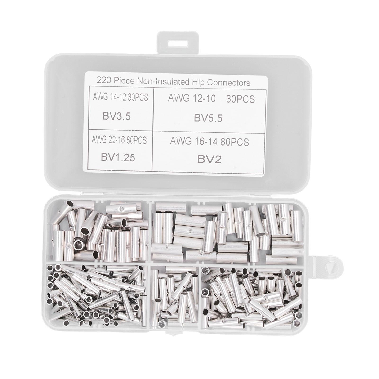 

220Pcs Non Insulated Butt Connectors Copper Butt Splice Connectors for Home Appliances Car