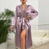Bride Bride Gown Morning Gown Women's Nightgown Wedding Long Bridesmaids Wedding Kimono Imitation Silk Cardigan Bathrobe