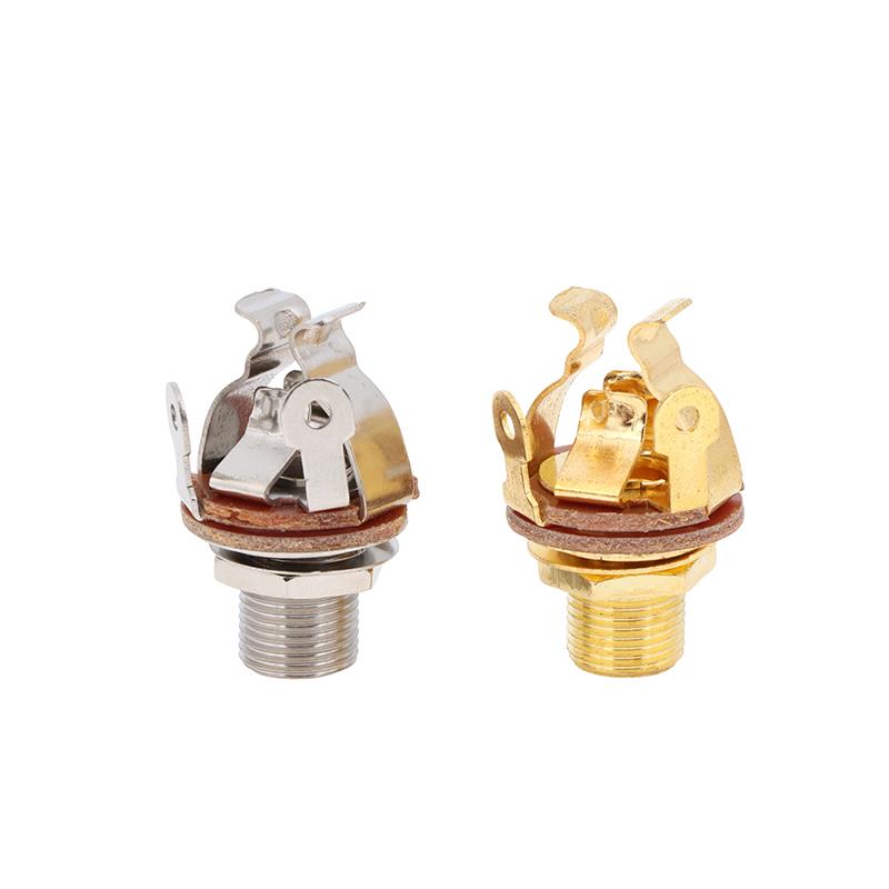 1/4 Inch Pickup Output 6.35Mm Electric Guitar Pickup Stereo Jack Input Plug Socket Brass For Pedal Guitar Female Connector Parts
