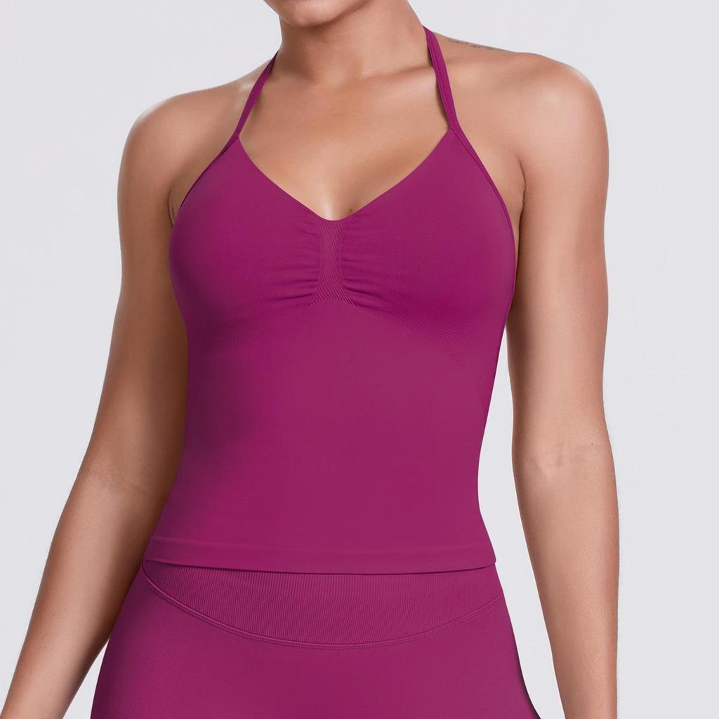 Seamless Solid Color Sexy Back Tank Top for Women - Yoga, Running, Fitness
