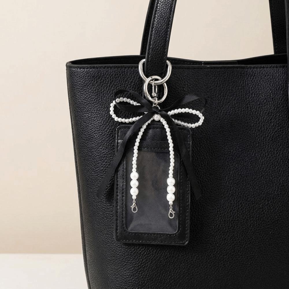 PU Leather Woman Wallet Pearl Bow Card Holder Causal Short Card Bag Outdoor