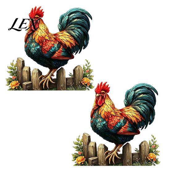 Removable Window Cling 1/2 Sheets Farmhouse Rooster Static Cling, Cock Glass Decals Sticker Decor, Reusable Decal for Home Living Room
