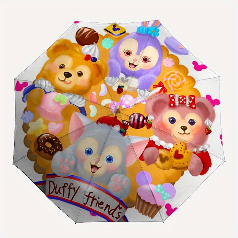 

1pc Duffy FriendsDesign Automatic Open/close Folding Umbrella - Compact Travel Umbrella, Heavy-Duty 8-Rib Construction