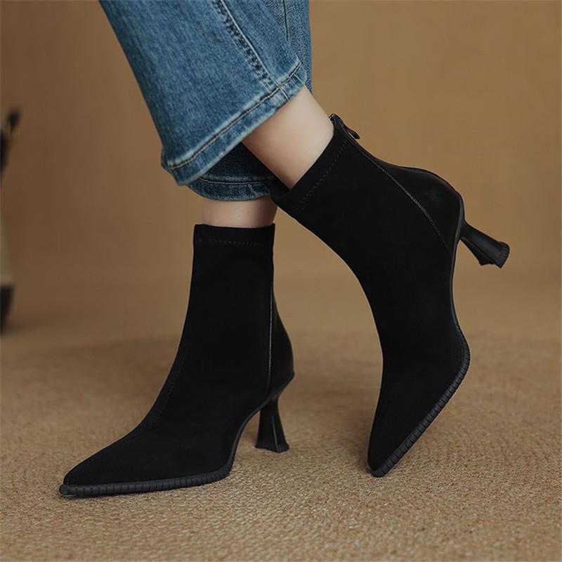 Fashion New Autumn Winter Women Boot Shoes for Women Pointed Toe Short Boots Fashion Boots Handmade High Heels Elastic Slimming Boots