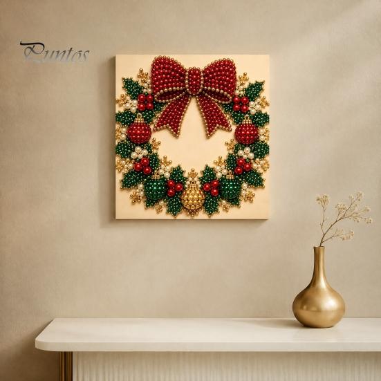 DIY Faux Pearl Art Crafts Christmas Kit, Santa Snowy Cottage Painting Kits for Adults 3D Bead Craft Set Adults, Home Winter Holiday Wall Decor Indoor