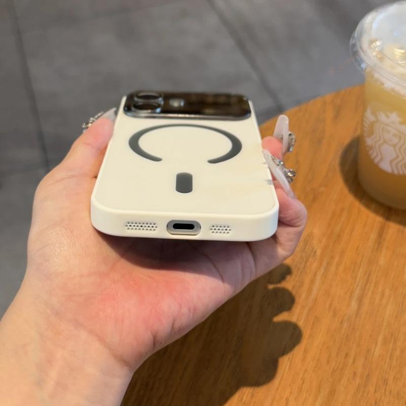 Luxus Bonbonfarbe Großes Fenster Stoßfeste Hülle Für iPhone 17 16 15 14 13 12 Pro Max Für Magsafe Kabelloses Laden Armor Funda