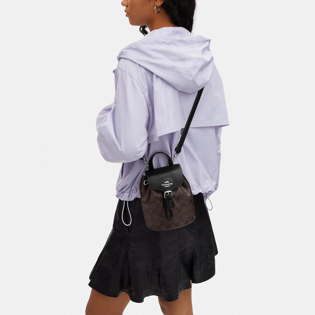 COACH Amelia Canvas With Smooth Leather Backpack Small Women's Black & Brown CL458-SVBRB