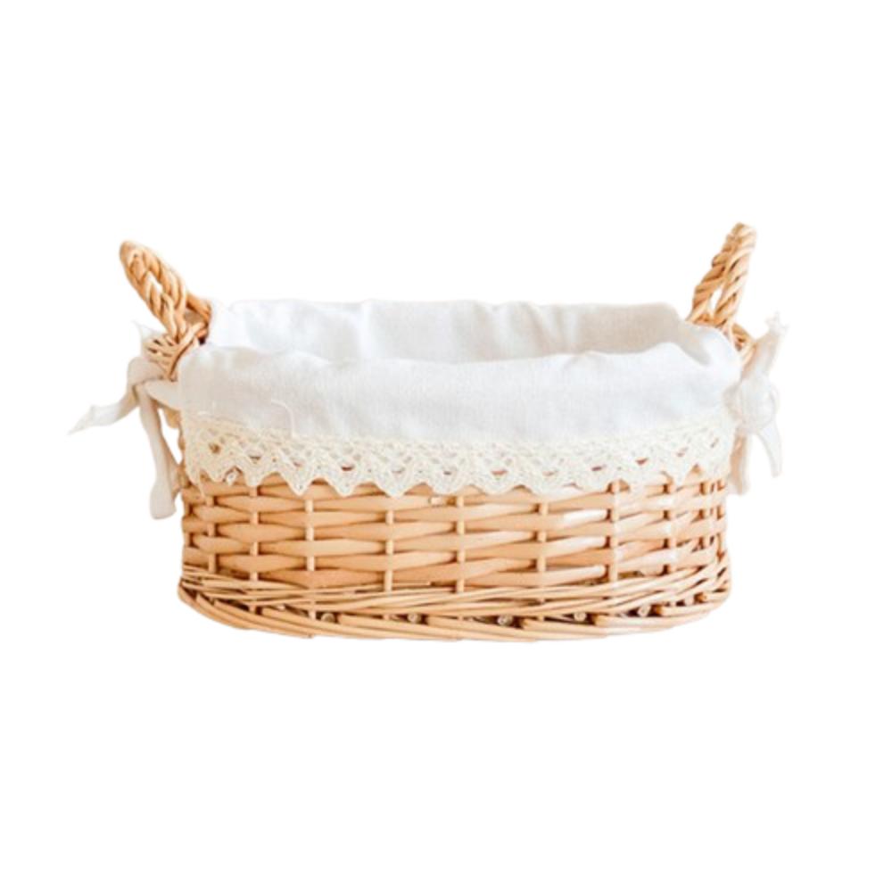 Handmade Desktop Weaving Basket Two-Sided Handle Willow Weaving Toy Basket  Home Decor