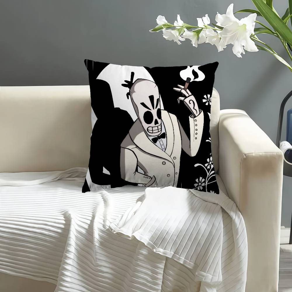 Pillow Covers Cartoon Sofa Decorative Home Double-Sided Printing Short Plush Cute Cushion Cover Classic G-G-Grim Fandango Game