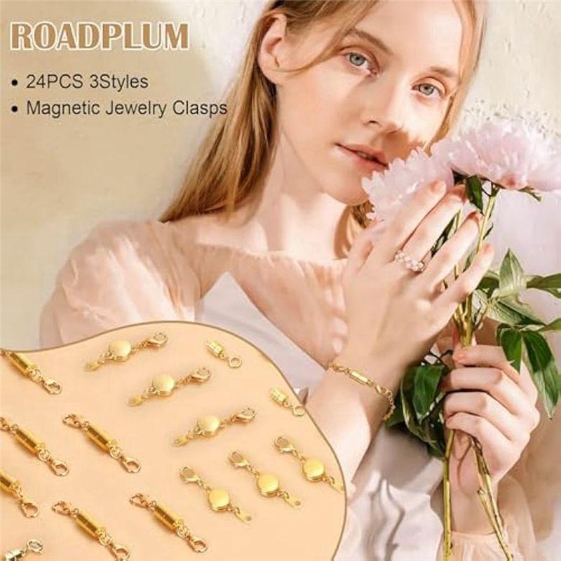 Aug. 24Pcs Magnetic Necklace Clasps & Closures,Jewelry Clasp Connector Locking Clasp Bracelet Extender For Jewelry Making