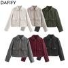 Women's Fashion Casual Solid Color Print Autumn Winter Long Sleeve POLO Neck Jackets & Coats