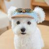 Korean Style Dog Sun Hat with Sunglasses Adjustable Puppy Baseball Cap Beach Activities