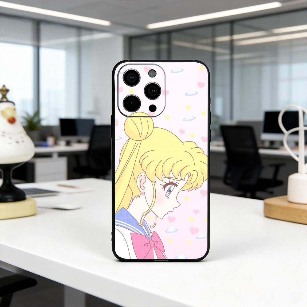 Cartoon S-Sailor M-Moon-es Art Phone Case For iPhone 17, 16,15,14,13,12,11 Plus,Pro Max, Others Soft Black Cover