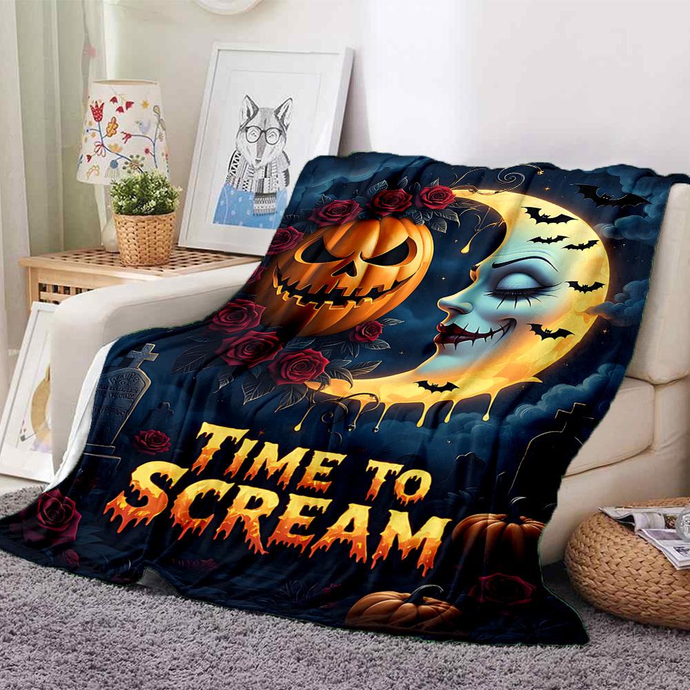 1pc Halloween Decorations Blanket - Lightweight Flannel Fleece with Digital Printing, Soft Warm for Sofa, Travel, Camping, Office yy251018299