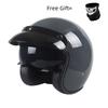 Half Face Vintage Motorcycle Helmet Retro German Kask,Cafe Racer,Scooter,Cruiser,Chopper,Matte Black Leather DOT