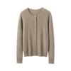 Women's 100% Pure Cashmere Round Neck Cardigan - Autumn/Winter Fashion Long Sleeve Knit Sweater Coat