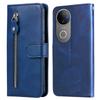 For Vivo V50 5G Case Zipper Wallet Calf Texture PU Leather Phone Cover