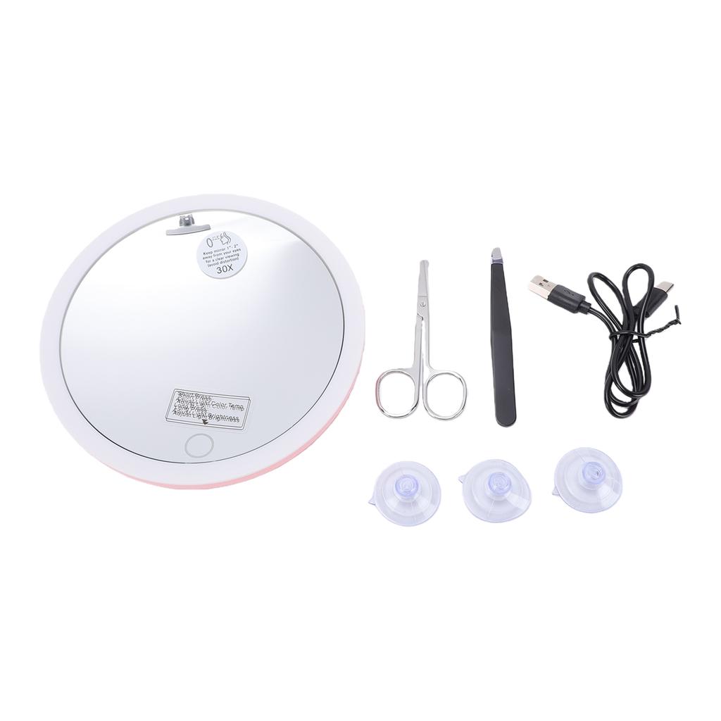Magnifying Mirror With Light 3 Color Dimmable Rechargeable Lighted Makeup Mirror With Suction Cup Bracket for Facial