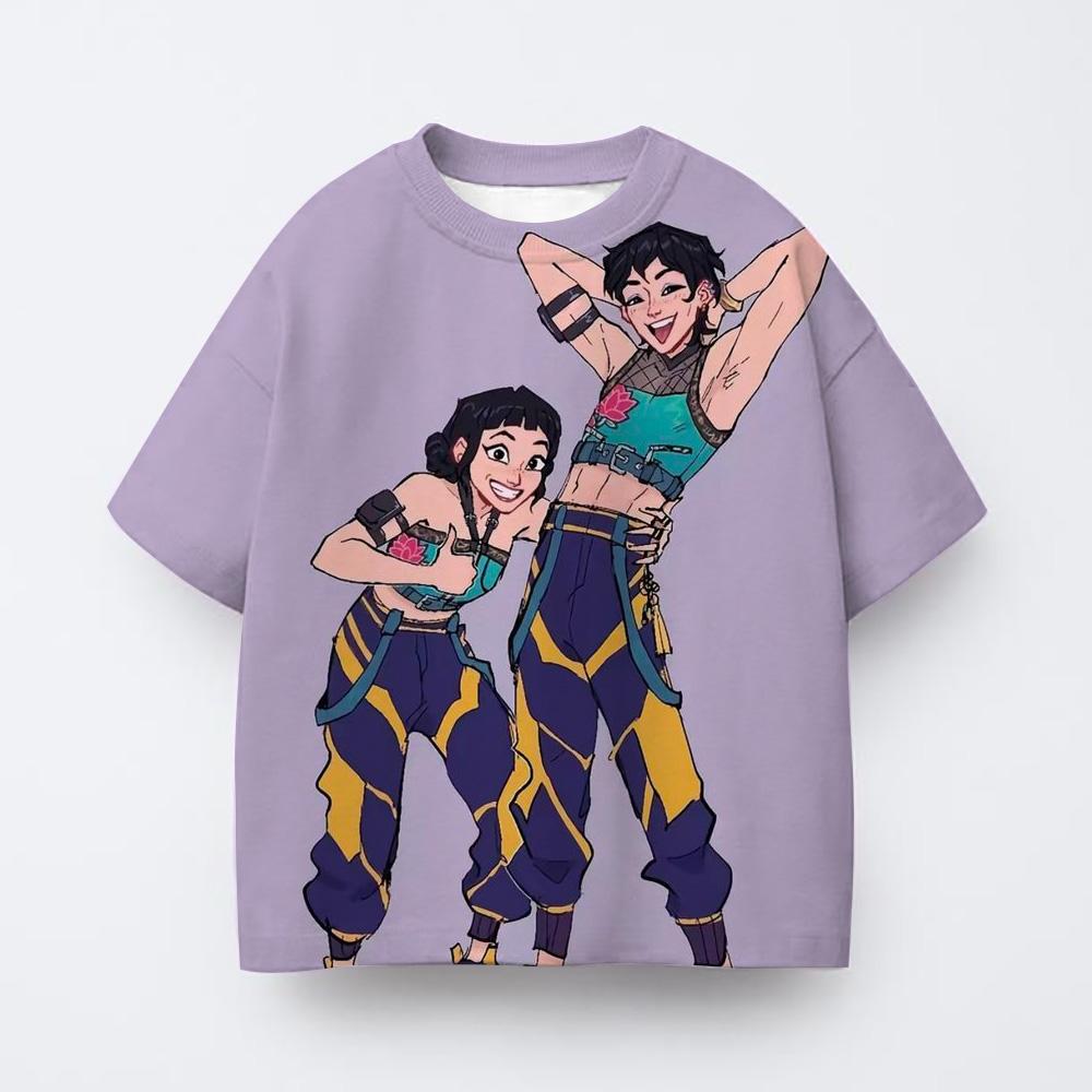 Sommer Neue Kurzarm Tops Jungen Cartoon Kpop Hexenjagd Gruppe Druck Rundhals Basic Shirt Kinder Mode Kleidung