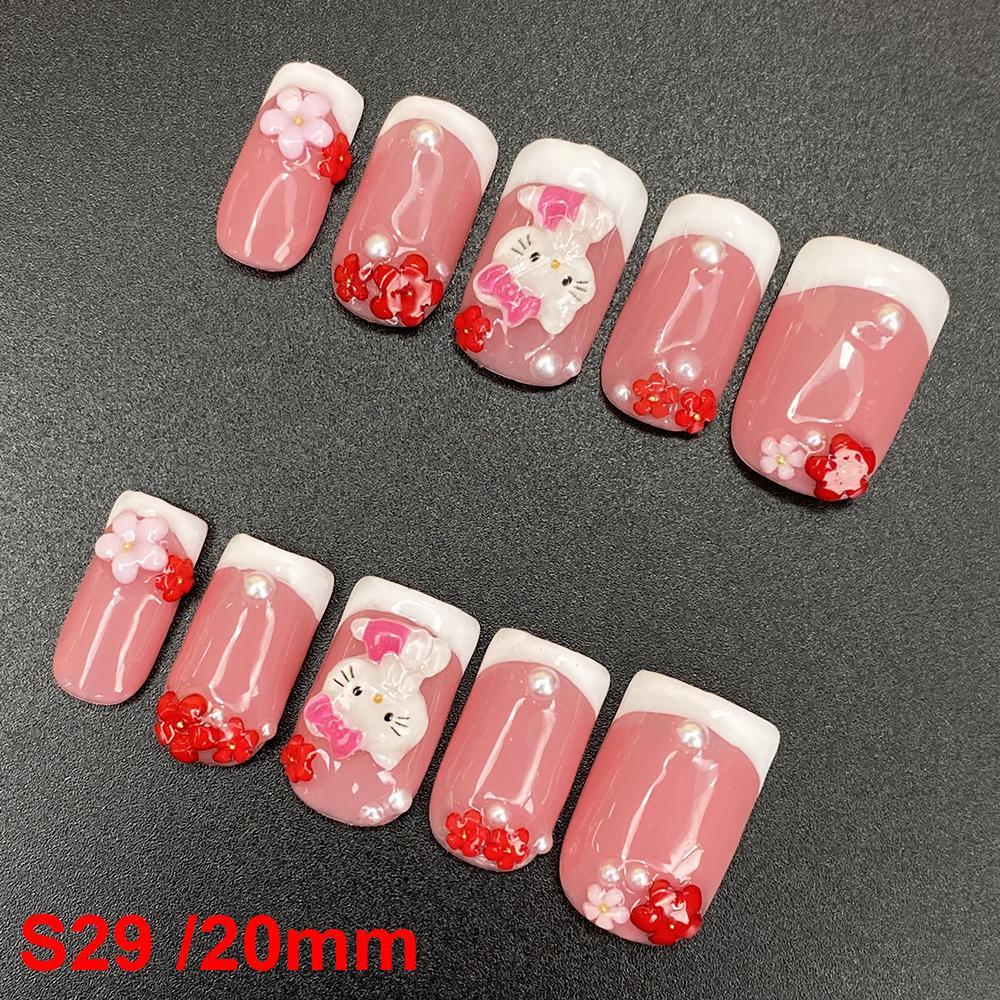 Glossy Hand Paint Thickness Acrylic Handmade Nail Sets 10PCS Multicolor Luxurious Gorgeous UV Gel Carved Artificial Manicure Art
