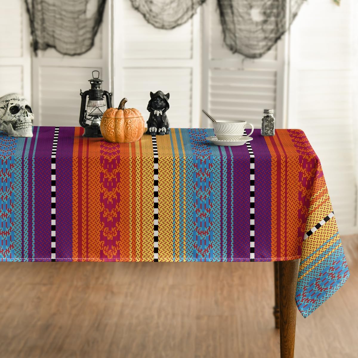 Gestreept Rechthoekig Waterdicht Tafelkleed Tafeldecoratie Duurzaam Tafelkleed voor Tafel Feestdecoraties Feestartikelen 140x140cm