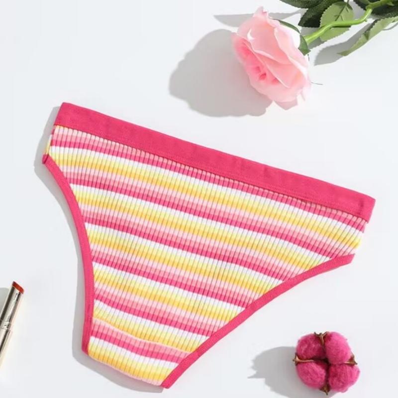 3 stk Dame Trusesett Bomull Thong Enkle Stripete Dameundertøy Sexy Lingeri Sport Komfortable Hot G-Strenger