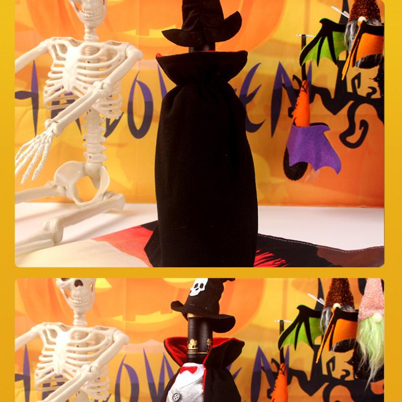 Vampire Cloak Halloween Wine Bottle Dress Cover Champagne Bag Dining Table Halloween Potluck Countertop Wine Bottle Decoration