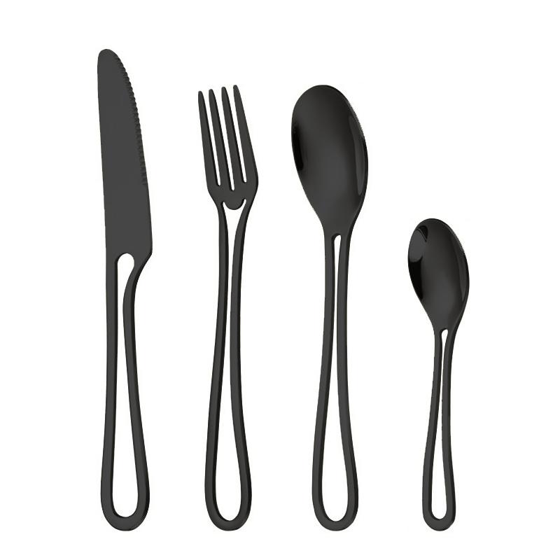 4Pcs/1Set Novelty Dinnerware Tableware Set 304 Stainless Steel Reusable Travel Cutlery Spoon Fork Knife Camping Utensils
