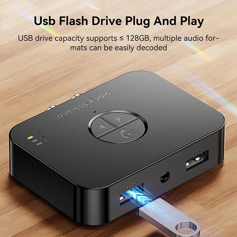 Bluetooth 6.0 Audio Adapter Wireless Receiver Transmitter RCA/AUX/TF/USB U-Disk AUX USB Adapter for Car Kit Speaker Amplifier