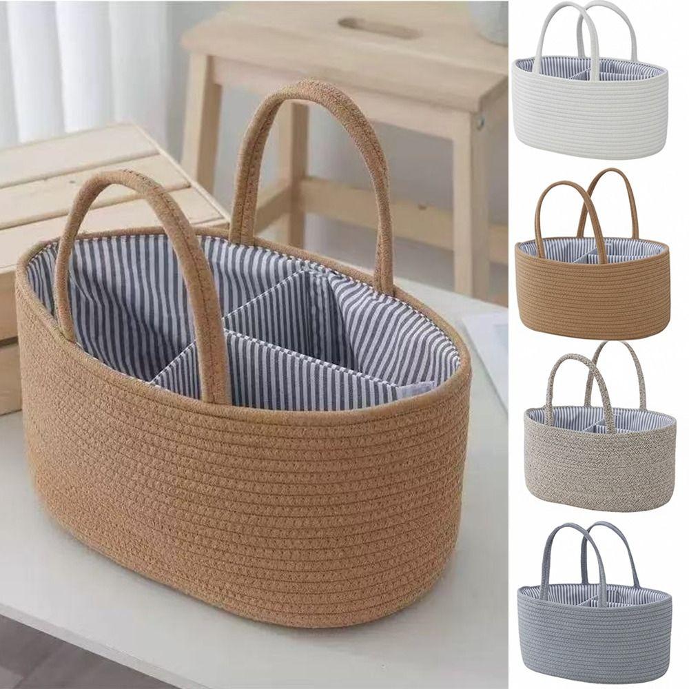 Durable Large Capacity Baby Nappy Organiser Portable Cotton Rope Storage Basket Versatile Foldable Cosmetics Storage for Newborn