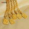 Men's 18K Gold Square Stainless Steel Alphabet Pendant Necklace