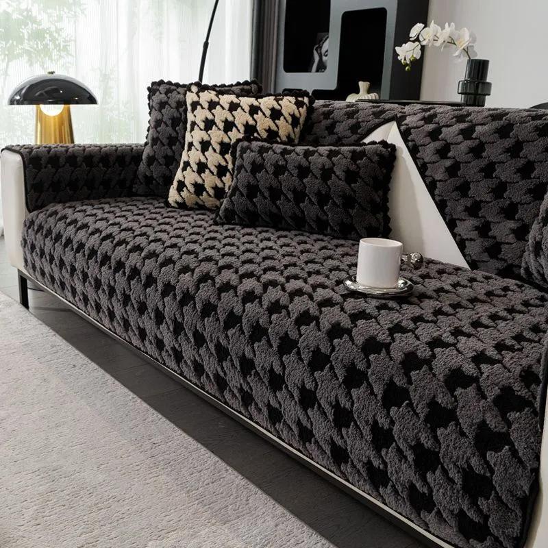 Plush Couch Pad Grid Sofa Cover Anti Slip Sofa Cushion Dirt Resistant Reusable With Healthy And Environmentally Friendly 70X70Cm