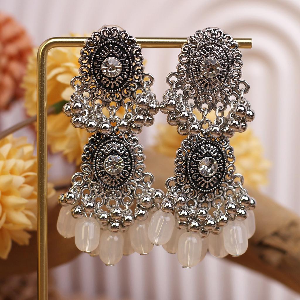 Retro Diamond-Encrusted Bells, Water Drop Ear Hooks, Light Luxury Bohemian Style Fashion Temperament Earrings