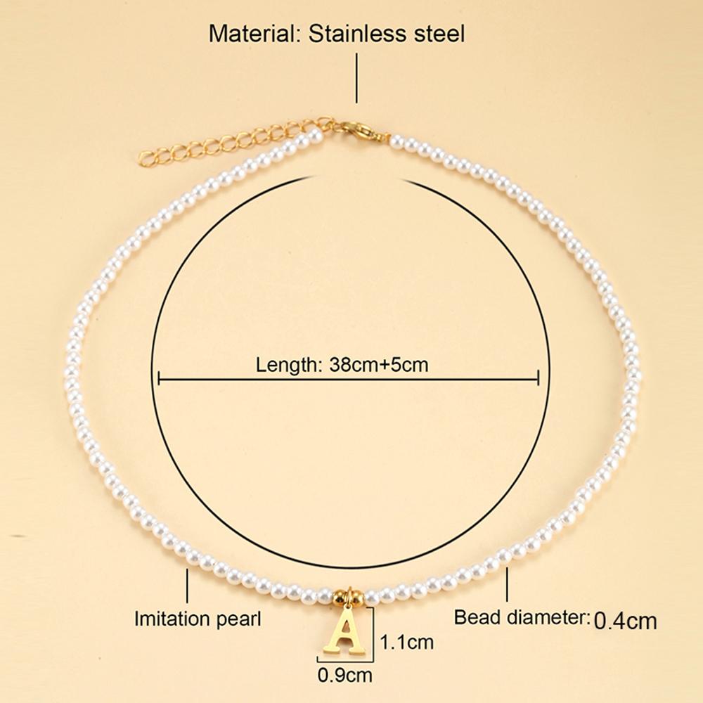 Collana con ciondolo iniziale in lettere di acciaio inossidabile fai da te nome Collane con perle simulate per donna Choker con perla Gioielli da donna