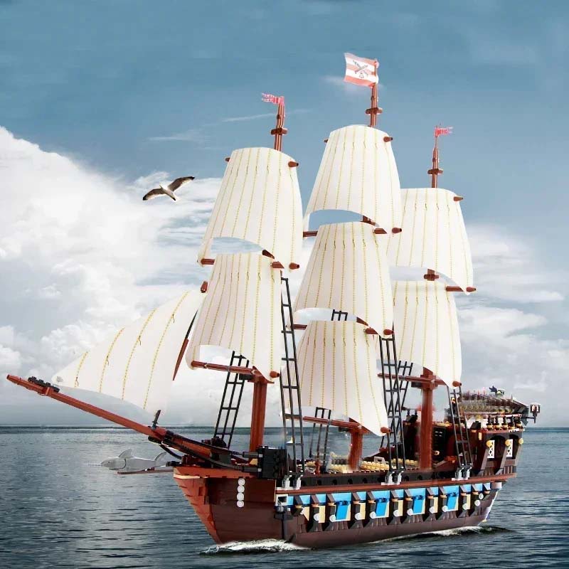 1664 PEZZI Nave Ammiraglia Imperiale dei Pirati Modello Nave Blocchi da Costruzione Mattoncini Compatibili 10210 22001 Regali di Natale Compleanno per Bambini