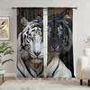 2pcs White Tiger Black Tiger Style Printed Curtain for Home Decor - Rod Pocket Window Treatment for Bedroom, Office and Kitchen