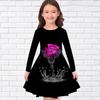 Girls' 3D Rose Ink Splash Dress Long Sleeve Summer Spring Vacation Daily Holiday Princess Beautiful Sweet Kids 4-12 Years Casual Dress A Line Dress