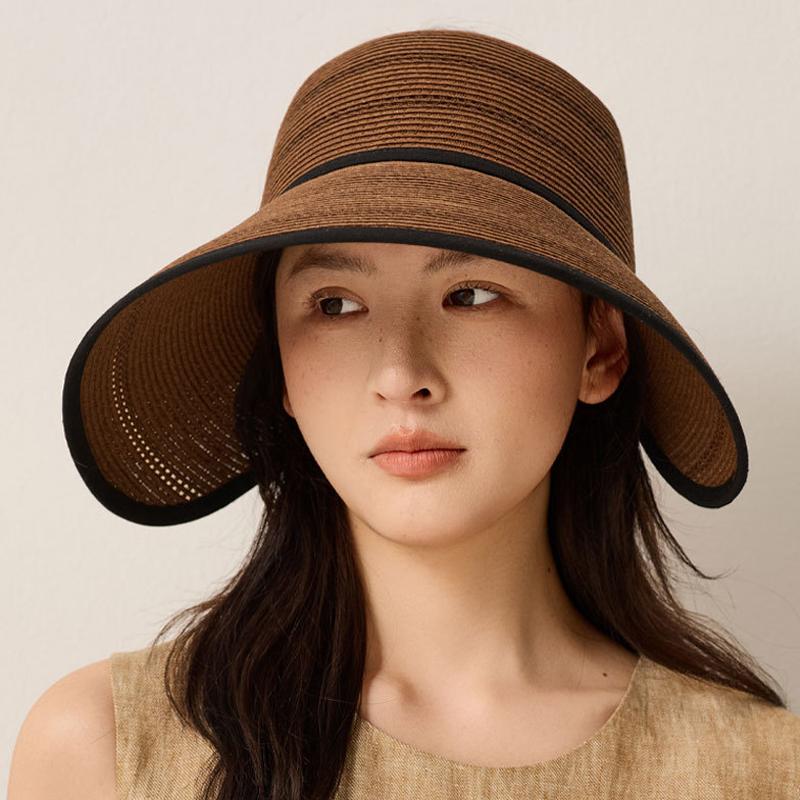 Summer Straw Sun Hat Women's Outdoor Big Eave Hare Hat Foldable Beach Sun Hat