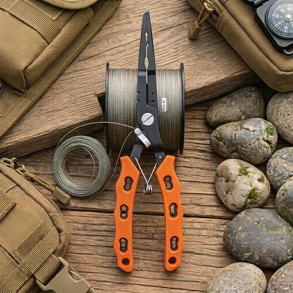 Fishing Tool Kit: Pliers, Hook & Fish Lip Remover with Non-Slip, Wear-Resistant Rubber Handle