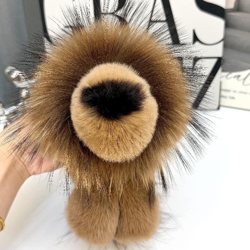 Little Lion Plush Backpack Accessories Pendant Real Rex Rabbit Hair Keychain Pendant Doll Doll Bag Pendant