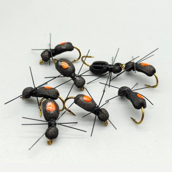 5Pcs Dry Fly Fishing Lure with Sharp Hook Floating Foam Ants Beetles Realistic Artificial Bait Saltwater Freshwater Fishing Accessories