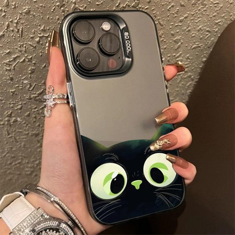 Urocze Kreskówkowe Czarne Koty Etui na Telefon Dla iPhone 16 15 Pro Max 14 13 12 11 Pro Max XS XR 7 8 Plus Wstrząsoodporne Silikonowe Miękkie TPU Pokrowiec