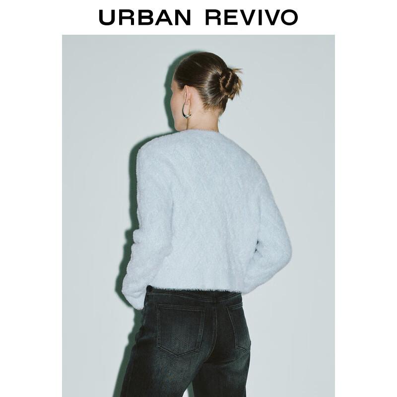 Women's Round Neck Fuzzy Knit Cardigan