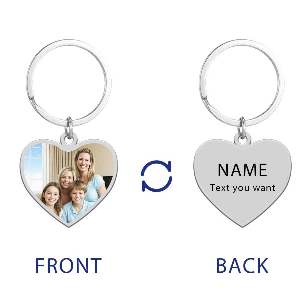 Print Demand Photo Keychain Personalized Custom Gift For Women Men Mother Father Dad Family Couple Stainless Steel Key Ring