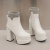Women's High-heeled Short Boots Sexy European and American Style Autumn and Winter Waterproof Table Thick-heeled Large-size Roman Boots
